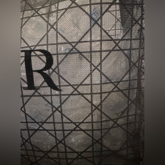 Dior Oblique Mesh Velvet Logo Geometric Large Tote in Black - GWP - New - Picture 4 of 11